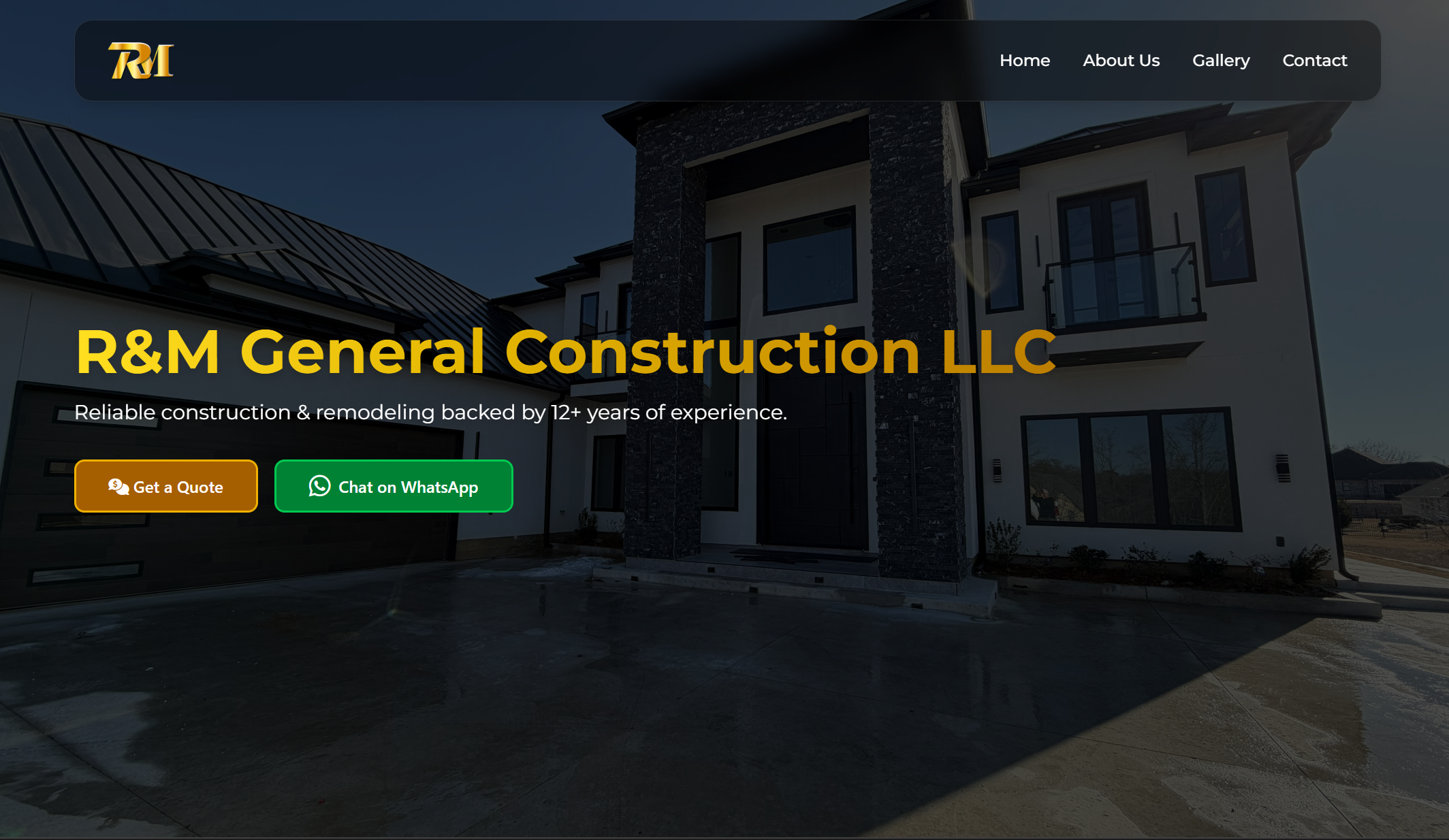 Hero de una pagina web para empresa de construccion